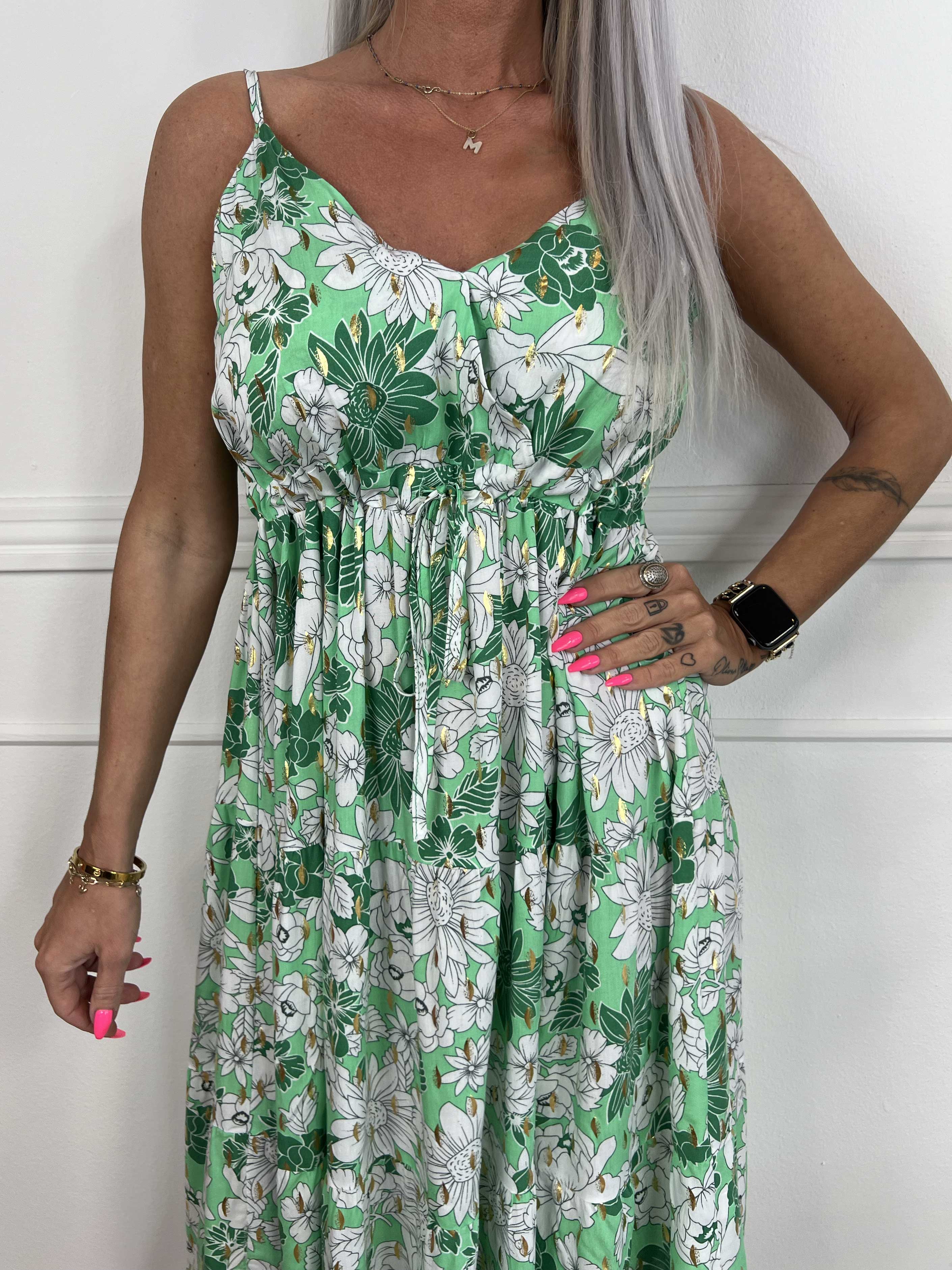 Lucie Flower Short - Viskosbandklänning i blommigt tryck med v-ringning